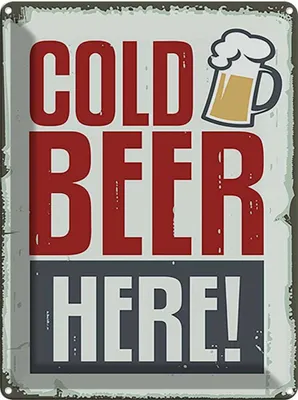 Produktbild von vianmo Blechschild 40x30 cm Cold beer here Bier Essen Trinken