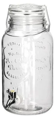 Image de Récipient pour boissons - Distributeur de boissons - Verre - 4 à 5 litres - Avec bec verseur en verre