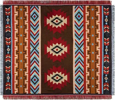 Produktbild von Decken Tribal-Decken Indische Outdoor-Teppiche Camping-Picknickdecke Boho Dekorative Bettdecken Plaid Sofamatten Reiseteppich Quasten Leinen 90x90 cm