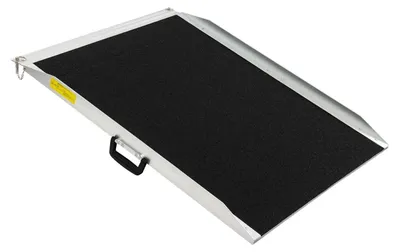Image de Rampes portables pour fauteuil roulant - Barrière de seuil en aluminium - Capacité de charge de 272 kg - Surface antidérapante - 91,5 x 73 cm - Pour la maison, les camping-cars, les fourgonnettes - Noir