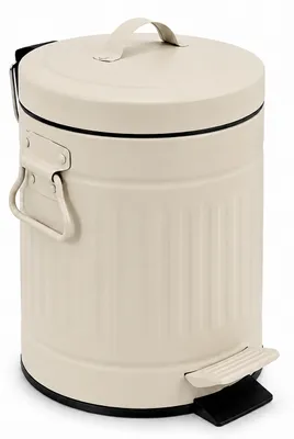 Obrázok produktu pre Relaxdays, odpadkový kôš na kozmetiku, 3 litre, s automatickým zatváraním, odnímateľná vnútorná nádoba, kov, odpadkový kôš do kúpeľne s vekom, béžová farba, Obrázok generovaný UI
