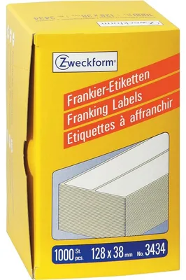Produktbild von Zweckform 3434 Frankier-Etiketten - doppelt, 128 x 38 mm, 1.000 Stück