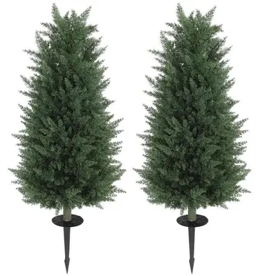 Image de Lot de 2 plantes artificielles - cyprès artificiels - 831 feuilles par plante - plastique PP - pour décoration intérieure - couleur verte