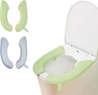 Produktbild von Toilettensitzabdeckung, tragbar und waschbar, wiederverwendbar, 2 Stück für Schwangere und Kinder (Grau, Blau)