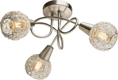 Immagine prodotto di Plafoniera CARIER 3xE14/40W, NICKEL satinato L: 380, L: 205, H: 380, attacco E14, dimmerabile
