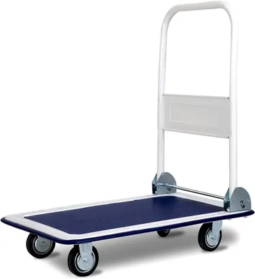 Produktbild von COSTWAY Transportwagen klappbar, Plattformwagen bis 150 kg Tragkraft, Transporthilfe mit 360° Lenkrollen & Handgriff, Lastenwagen Klappwagen Blau