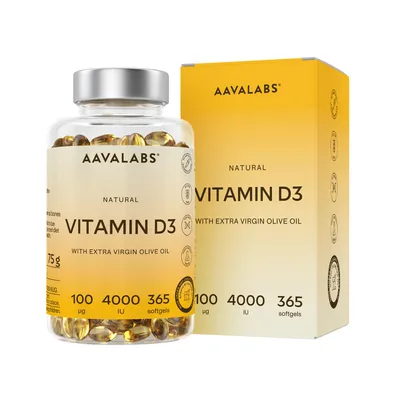 Produktbild von Aavalabs Vitamin D3 4000 IE | Immunsystem & Knochen | 365 Softgels