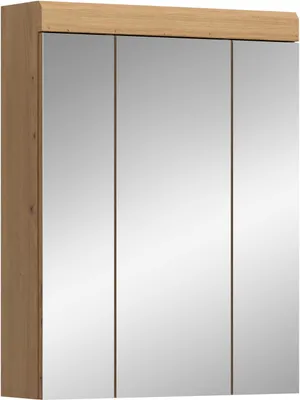Produktbild von Scout Spiegelschrank Bad 3 Spiegeltüren Salbeidekor, Eiche Nachbildung.