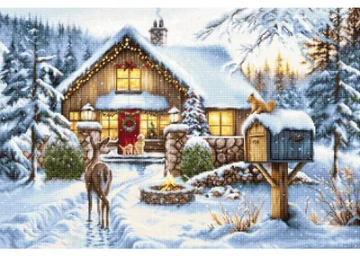 Image de Kit de broderie au point de croix compté Luca-S « Collection Or Dire Bonjour », 52 x 35 cm