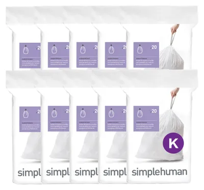 Produktbild von simplehuman Code K Müllbeutel mit Kordelzug, passgenau, in Spenderpackungen, 35–