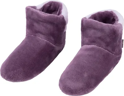 Produktbild von RAIKOU Winter Warme Plüschpantoffeln Mid-Tube-Hausschuhe, Hausschuhe Damen Winter, Warme wollige Plüschhausschuhe mit weicher rutschfester Sohle für drinnen Lila 43/46