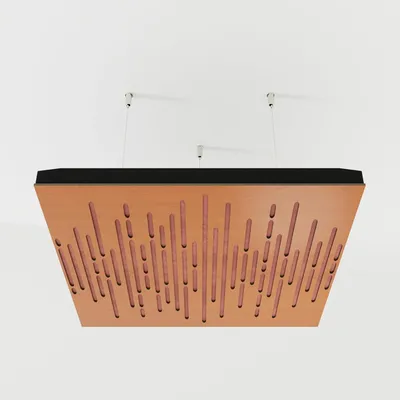 Productafbeelding van Set van 4 akoestische plafondpanelen WAVE, 50x50x5 cm, kersenhout/roze