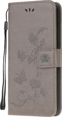 Produktbild von Samsung Galaxy A72 Hülle - Coverup Blumen & Schmetterlinge Klapphülle - Taupe Grau