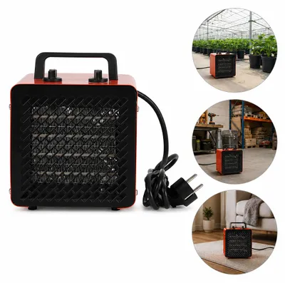 Obrázek produktu pro Elektrický topný ventilátor Peviasot 3000 W, stavební topidlo s termostatem, 3 stupně výkonu, ochrana proti přehřátí, vhodné do dílny a garáže, červený, pro místnosti do 30 m²