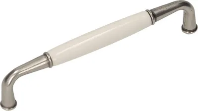 Produktbild von UP16 Griff, patiniertes Nickel, Milchporzellan, 128 mm