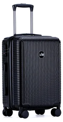 Produktbild von Handgepäck - Hartschalen Koffer Trolley - Leichter Reisekoffer Handgepäck aus ABS mit TSA Schloss - 4 Spinnräder Koffer - Rollkoffer (Schwarz-M)