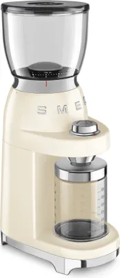 Obrázek produktu pro Smeg CGF11CREU, Mlýnek na kávu, 350 g, Kónický mlecí kámen, Nerezová ocel, Krém, Nerezová ocel
