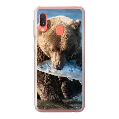 Produktbild von MuchoWow® Handyhülle Schutzhülle Hülle für Samsung Galaxy A20e Bär - Braun - Fisch Silikon Softcase Handy Hülle - Abdeckung