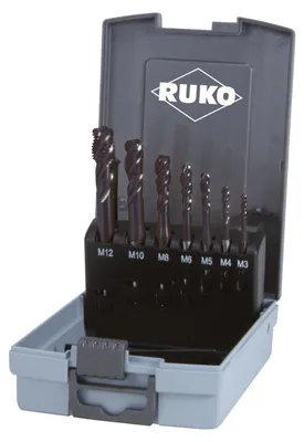 Image de RUKO Jeu de tarauds à machine HSSE-Co 5 TiAlN dans cassette plastique 7 pièces - 245069RO