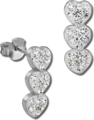 Image de SilberDream blanc Boucles d'oreilles trois cœurs zirconium 925 argent GSO606W