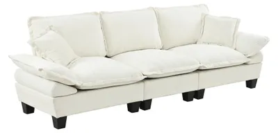 Image de Canapé 3 places en chenille beige, style nuage 263cm