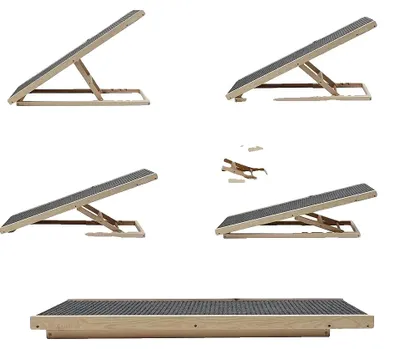Obrázek produktu pro Schůdek pro psy, protiskluzový povrch, výškově nastavitelný, rozměry 100 cm x 40 cm x 30/40/50/60 cm