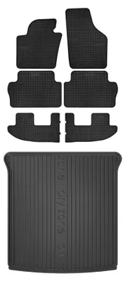 Imagen del producto de Alfombrillas de goma + bandeja de maletero para Seat Alhambra II 2010-2018 (van) – juego de 7 piezas, negras, a medida – Wielganizator SolidPRO