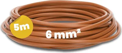 Productafbeelding van Kalitec, 5 meter, H07V-K, 6 mm², bruine installatiedraad. Flexibele aderleiding, litze van 6 mm², fijnadrig, enkeldradig, kabel voor schakelkasten, aansluitdraad