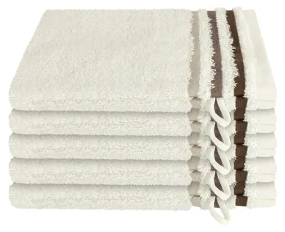 Produktbild von SCHIESSER Waschhandschuhset Skyline Color | Einfarbig | 5-teilig | 100% Baumwolle | Flauschig & Saugstark | 16x22 cm | Creme