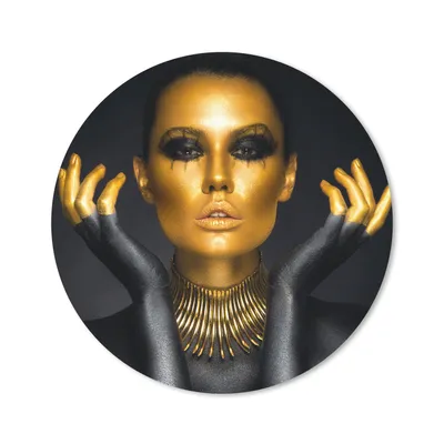 Produktbild von MuchoWow® Mauspad Mousepad Frau - Porträt - Gold - Luxus - Schwarz 50x50 cm - Mousepads - Maus Mat - Pad - Mausunterlage - Vinyl