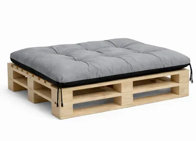 Produktbild von Palettenkissen 120 x 80 cm Grau – wasserabweisend, für Bank und Gartenschaukel, Codura, mit Bindebändern