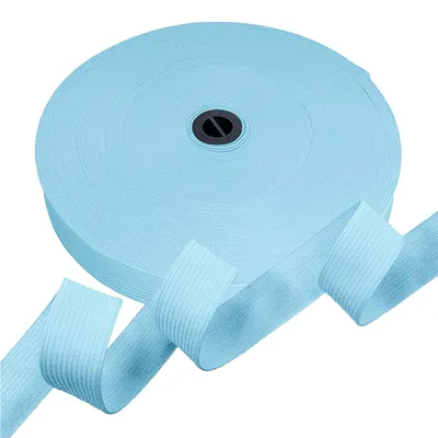 25m Gummiband Gummilitze 20mm flach gestrickt Stretch hellblau