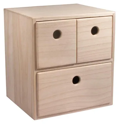 Holzkommode mit 3 Schubladen, 21x18x23 cm, natur