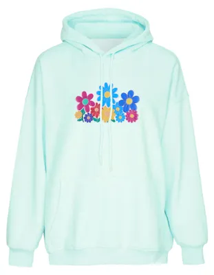 Produktbild von Damen Strickhoodie mit Kapuze und Kängurutasche, lässige Passform, blau, Größe S