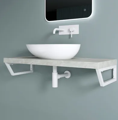 Image de doporro 2 Pièces Équerre de Fixation Blanc Plan de Toilette Étagère Tablette Murale Porte-Serviette en Acier Inoxydable 43x2,5x15cm WH04
