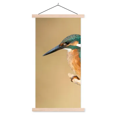 Produktbild von MuchoWow® Textilposter Eisvogel - Tiere - Vogel 60x120 cm mit holzfarbenen Rahmen - Holz