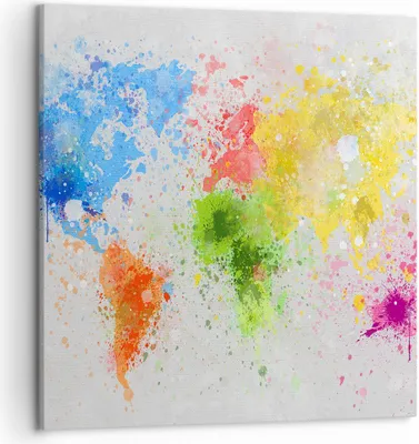 Produktbild von Bild auf Leinwand - Leinwandbild - Karte Welt modern - 50x50cm - Wand Bild - Wanddeko - Wandbilder - Leinwanddruck - Bilder - Kunstdruck - Wanddekoration - Leinwand bilder - Wandkunst - AC50x50-3559