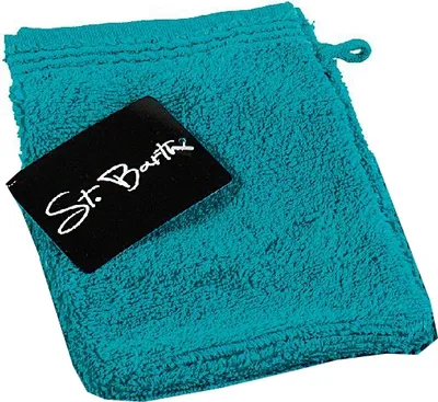 Produktbild von St. Barth Ripsborde Waschhandschuh, 100% Baumwolle, 380 g/m², 16 x 21 cm, petrol