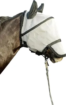 Productafbeelding van Vliegenmasker Paard - Insectenmasker Neusnetje - Bescherming Insecten - Afneembaar Neusnetje - 22 x 17 x 10 cm - Zilver Zwart