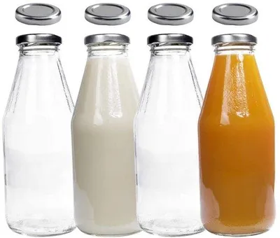 Productafbeelding van Set van 4 Glazen Flessen 500 ml met Extra Deksels en Labels