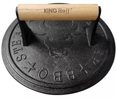 Obrázok produktu pre Železný mlynček na mäso Kinghoff KH 1759, 18 cm, drevená rukoväť, čierna