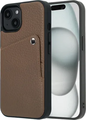 Produktbild von Selencia Riva Back Cover mit Kartenfach iPhone 15 - Mocha Brown