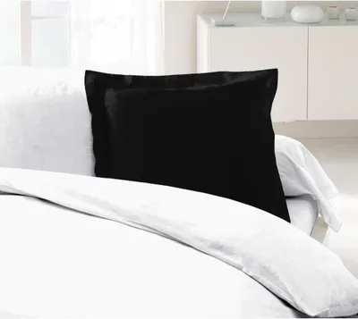 Produktbild von Kissenbezüge 2er Set, 100% Baumwolle, 63x63 cm, 54 Fäden, Schwarz,