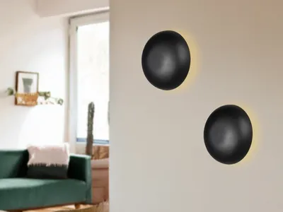Produktbild von 2er SET Akku Wandleuchten aus Metall Schwarz kabellose indirekte Wandbeleuchtung
