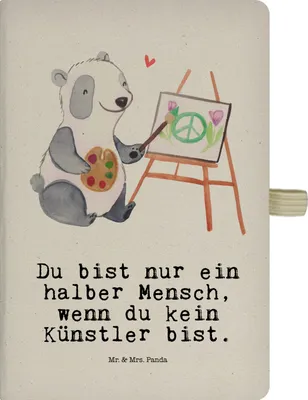 Produktbild von Mr. & Mrs. Panda Tagebuch Künstler Herz - Transparent - Geschenk, Witzig, Gedankenbuch, Lustig, DIN A4 Notizbuch, Spruch, Maler, Notizheft, Adressbuch
