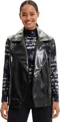 Immagine prodotto di Desigual Tulsa, top senza maniche in ecopelle nera da donna, taglia M