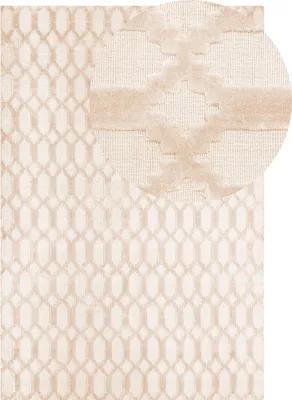 Produktbild von BELIANI Teppich Beige 140 x 200 cm Kurzflor Geometrisches Muster Rechteckig Handgewebt Klassisch