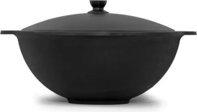 Obrázok produktu pre Liatinový kempingový kotlík Kazan 12 L NAMANGAN s pokrievkou, WOK, kotlík, kempovanie, BBQ varenie vonku