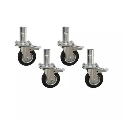 Image de 4 pcs. Roulettes d'échafaudage Roulettes d'échafaudage Pieds pour échafaudage Galvanisé fi 125