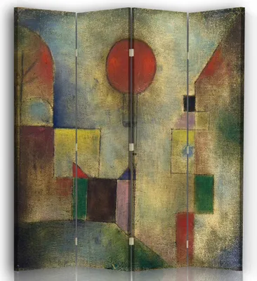 Produktbild von Paravent - Raumteiler Roter Ballon - Paul Klee - Dekorativer Raumtrenner cm. 145x170 (4 x)